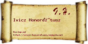 Ivicz Honorátusz névjegykártya
